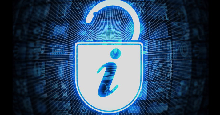 A graphic of a combination lock coming unlocked with a letter 