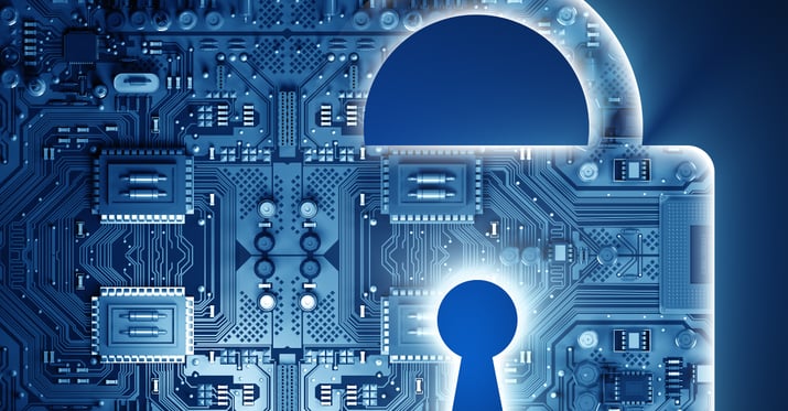 A computerized padlock indicating cyber security